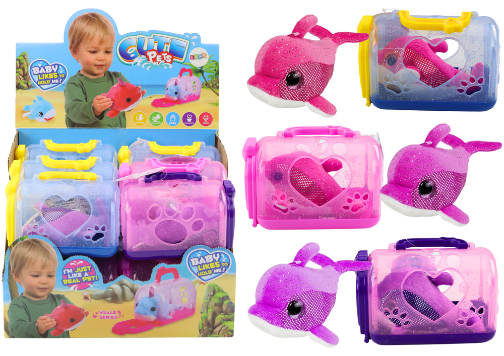 Pliušinis delfinas su transportavimo dėže Lean Toys