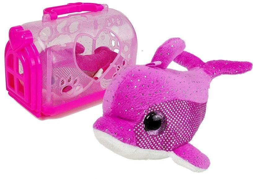 Pliušinis delfinas su transportavimo dėže Lean Toys