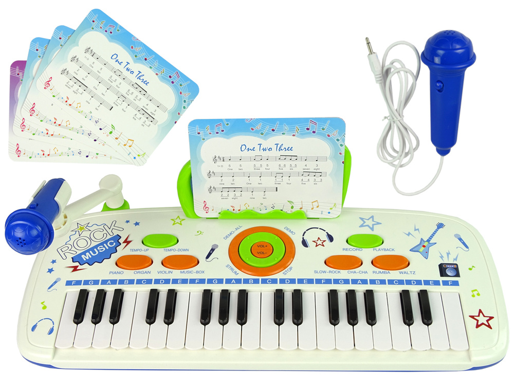 Elektrinis pianinas vaikams, mėlynas, usb