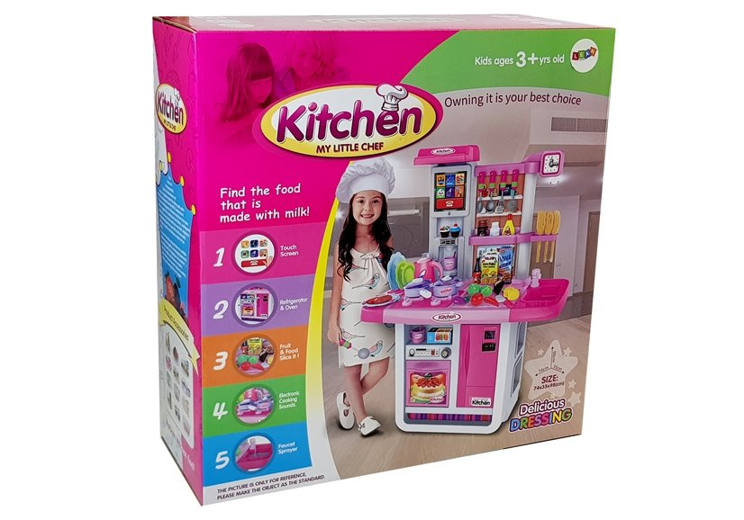 Vaikiška virtuvėlė su priedais lean toys, rožinė