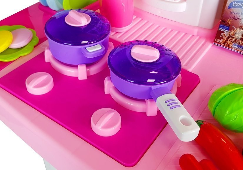 Vaikiška virtuvėlė su priedais lean toys, rožinė