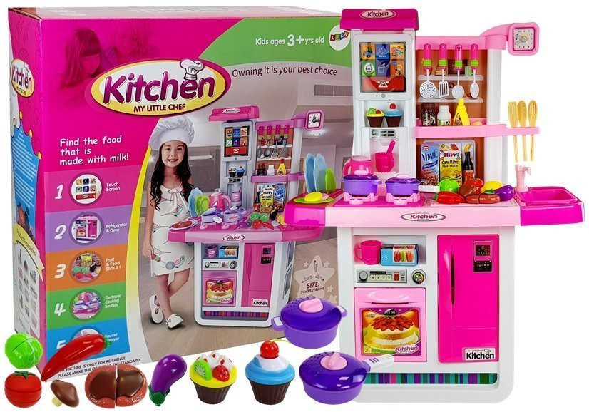 Vaikiška virtuvėlė su priedais lean toys, rožinė