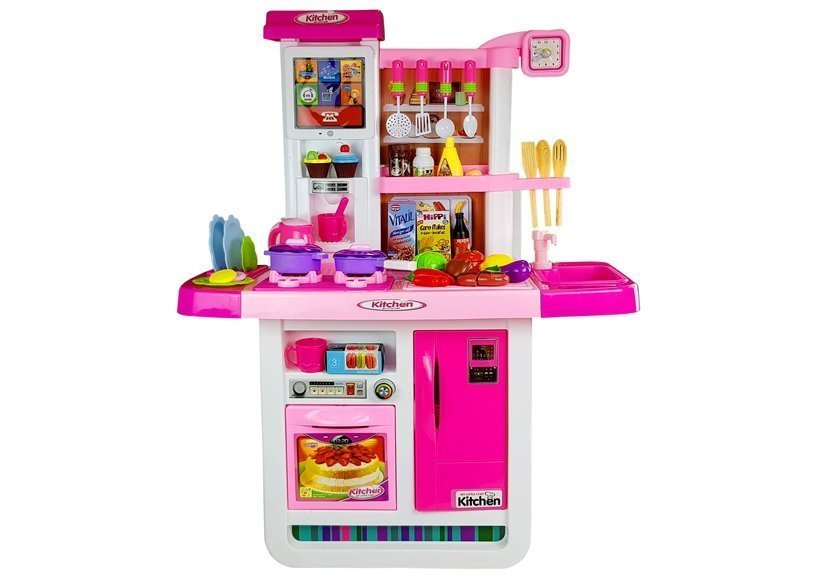 Vaikiška virtuvėlė su priedais lean toys, rožinė