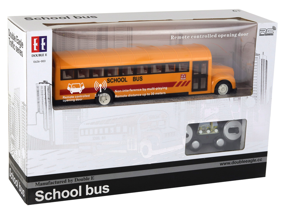 Nuotoliniu būdu valdomas autobusas lean toys, geltonas
