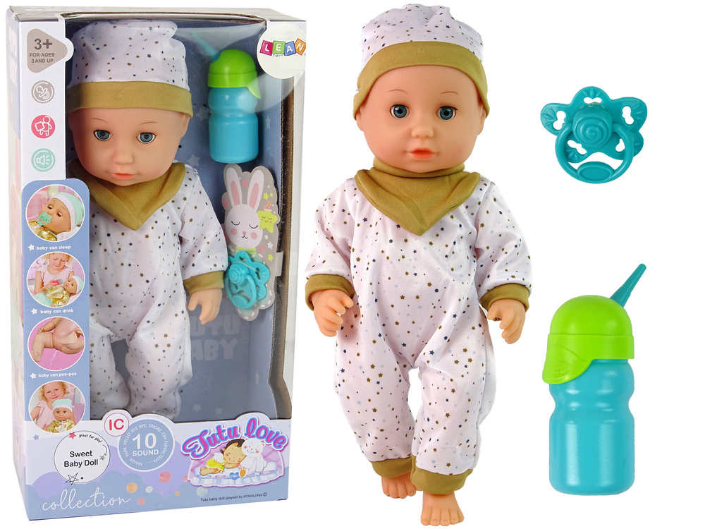 Lėlė kūdikis su buteliuku lean toys tutu love, 38 cm