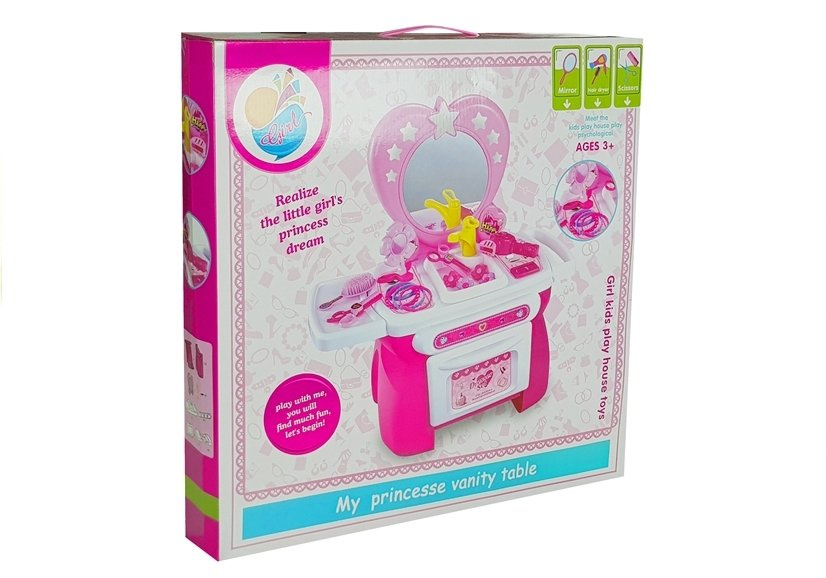 Grožio rinkinys mergaitėms lean toys tualetinis staliukas su priedais, rožinis