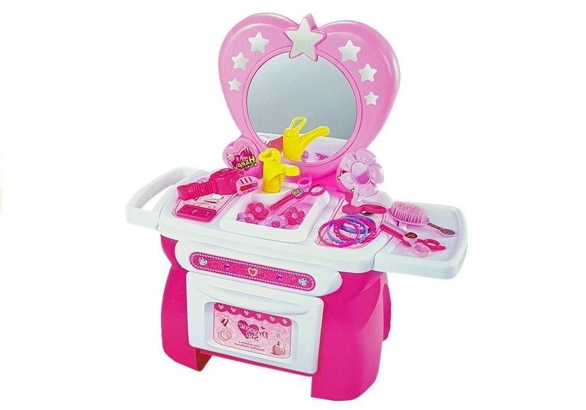 Grožio rinkinys mergaitėms lean toys tualetinis staliukas su priedais, rožinis