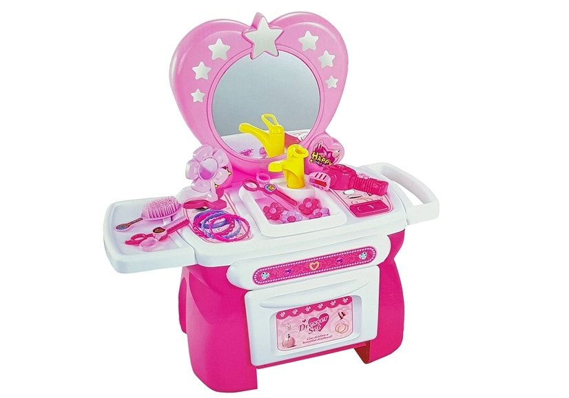 Grožio rinkinys mergaitėms lean toys tualetinis staliukas su priedais, rožinis
