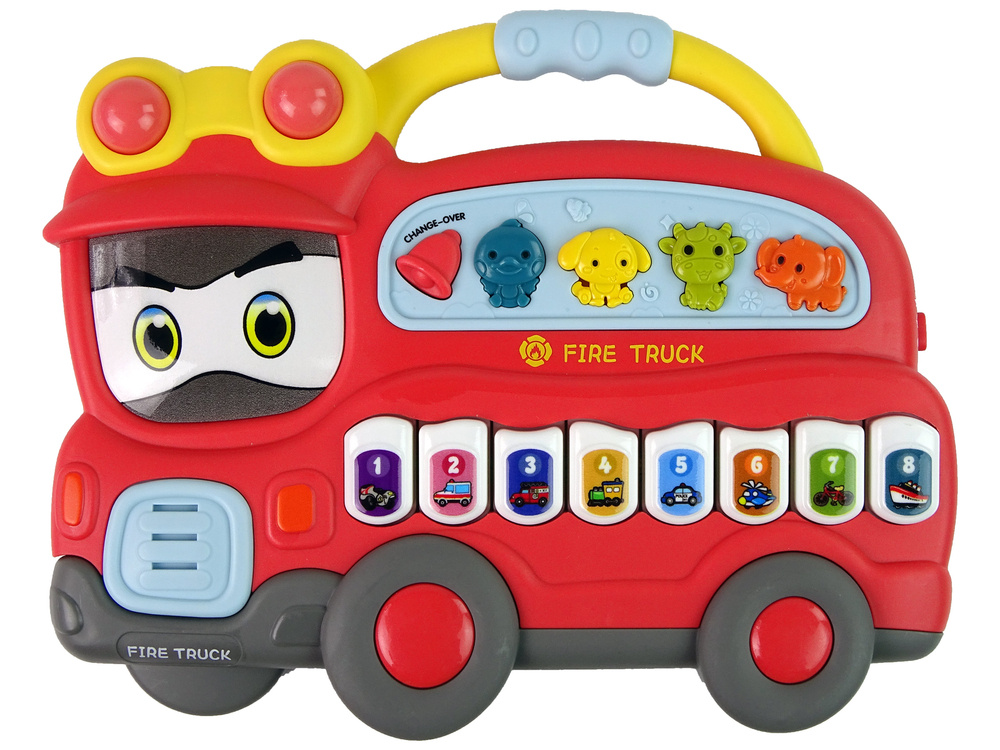 Lean toys interaktyvus fortepijonas ugniagesių departamentas gyvūnų garsai transporto priemonių garsai raudona