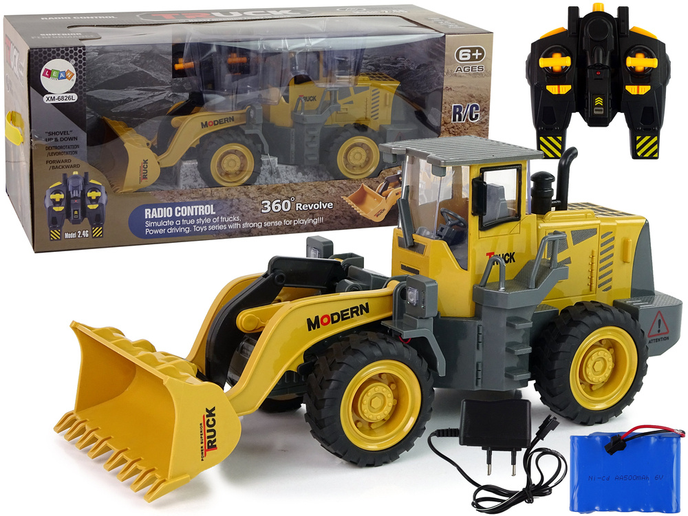 Lean toys didžiulis ekskavatoriaus su įkrovikliu r/c led nuotoliniu būdu valdomas.