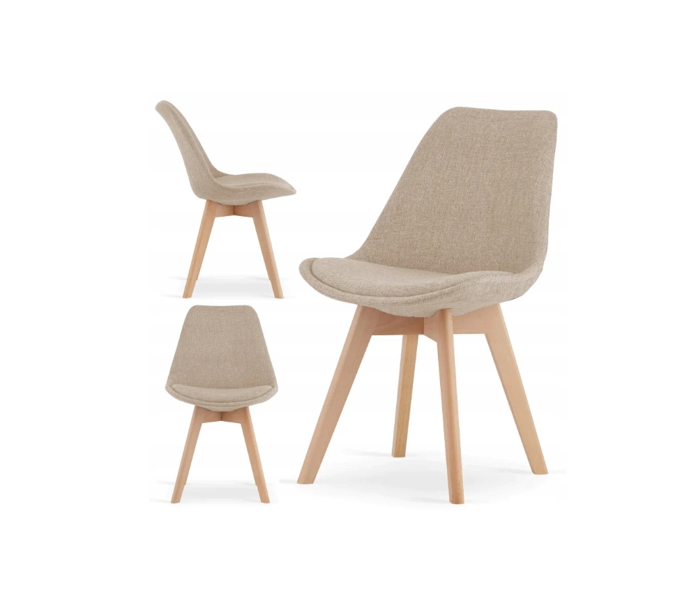 Hana hkk39 beige, minštų medinių kojų kėdė