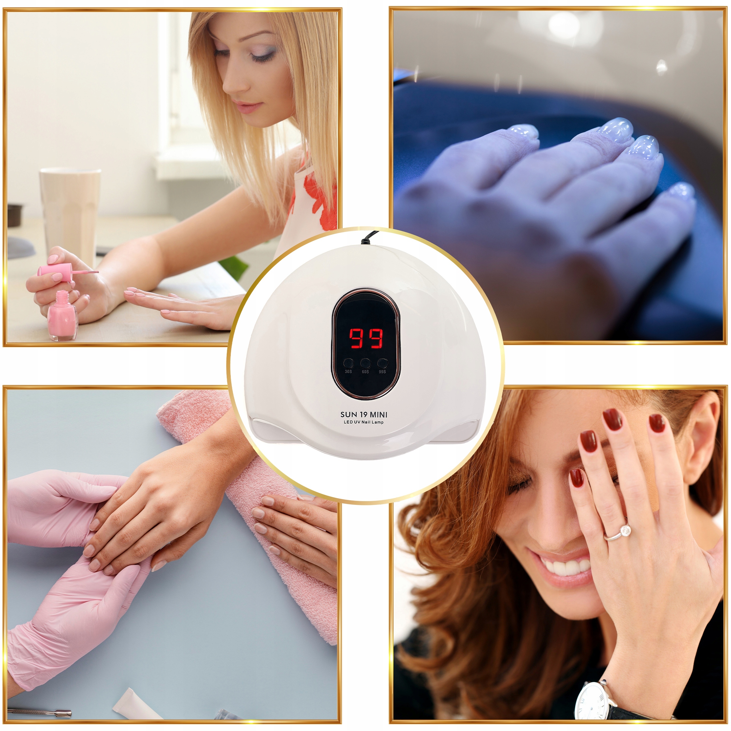 Nubile lamp uv hibridai geliai sun 19 mini lcd dual led 72w usb manikiūras