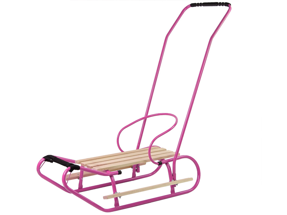 Metalinės rogės su atlošu push bar, rožinės