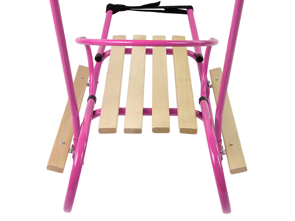 Metalinės rogės su atlošu push bar, rožinės