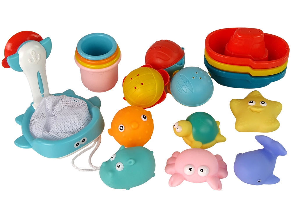 Vonios žaislų rinkinys lean toys, 17 vnt