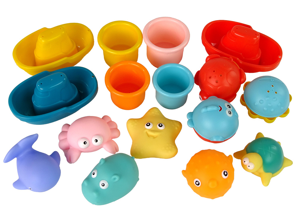 Vonios žaislų rinkinys lean toys, 17 vnt