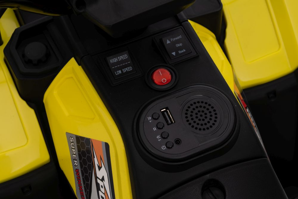 Vienvietis vaikiškas elektromobilis quad jc915, geltonas