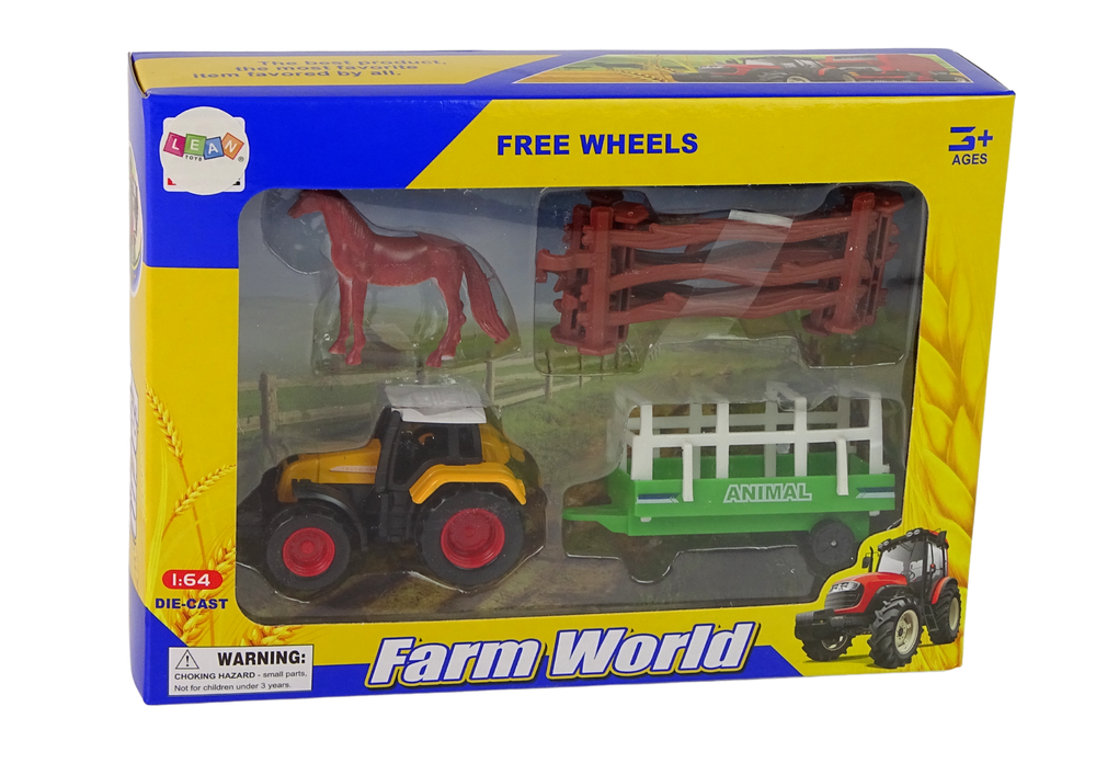 Traktorius su priedais leantoys, 1:64