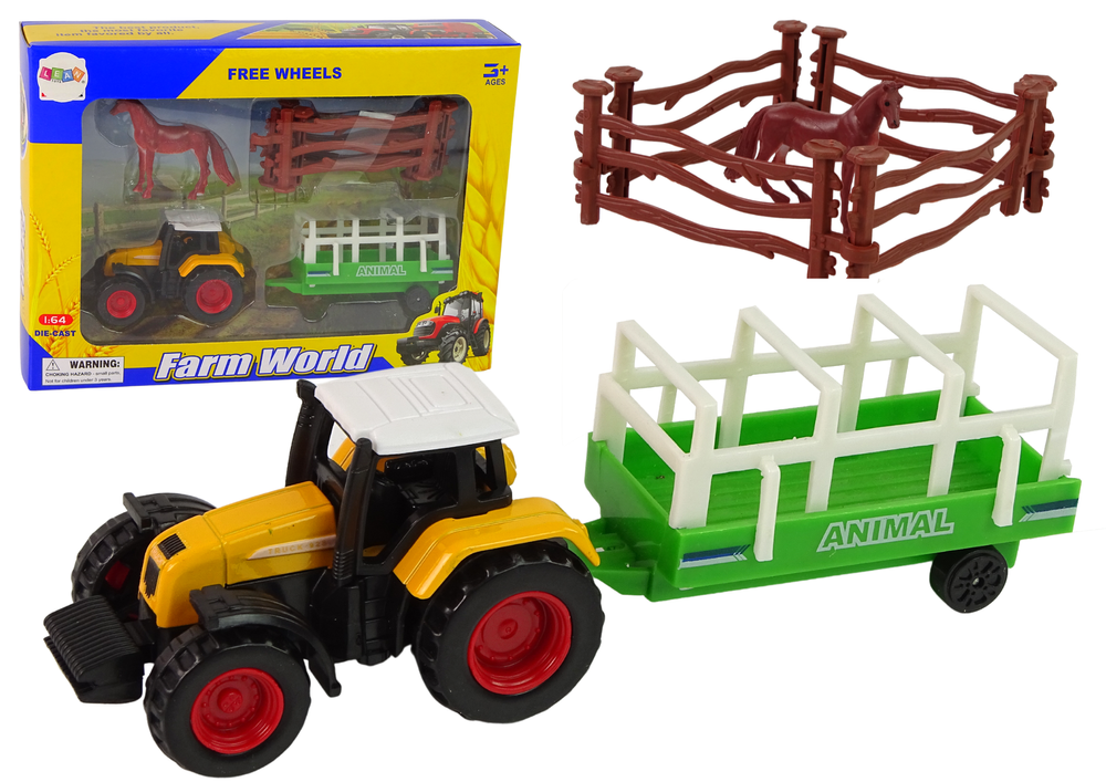 Traktorius su priedais leantoys, 1:64