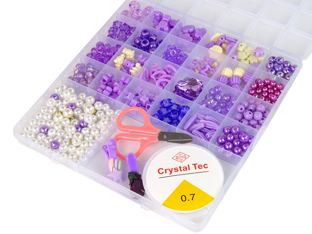 Kūrybinis karoliukų rinkinys papuošalams gaminti leantoys, violetinis
