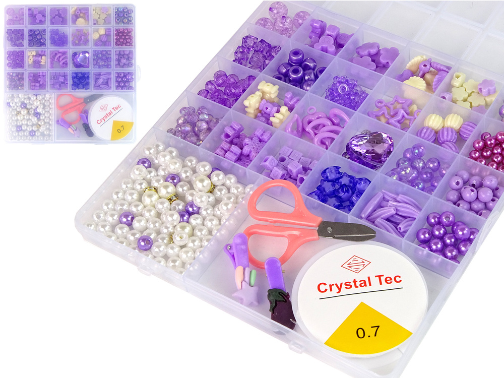Kūrybinis karoliukų rinkinys papuošalams gaminti leantoys, violetinis