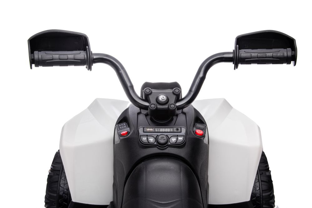 Vienvietis vaikiškas elektromobilis quad, baltas/juodas