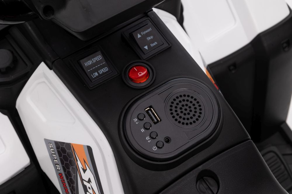 Vienvietis vaikiškas elektromobilis quad jc915, baltas