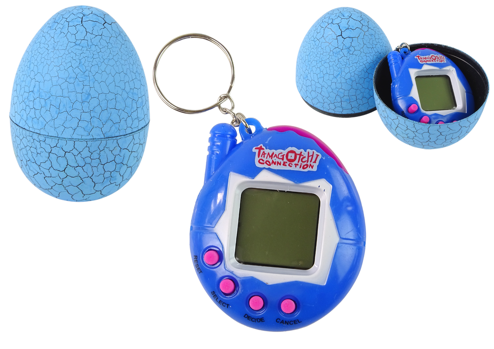 Elektroninis gyvūnėlis Tamagotchi mėlyname kiaušinyje