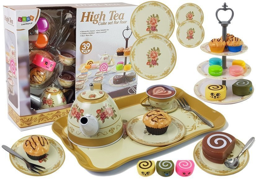 Arbatos puodelių rinkinys High Tea su priedais LeanToys
