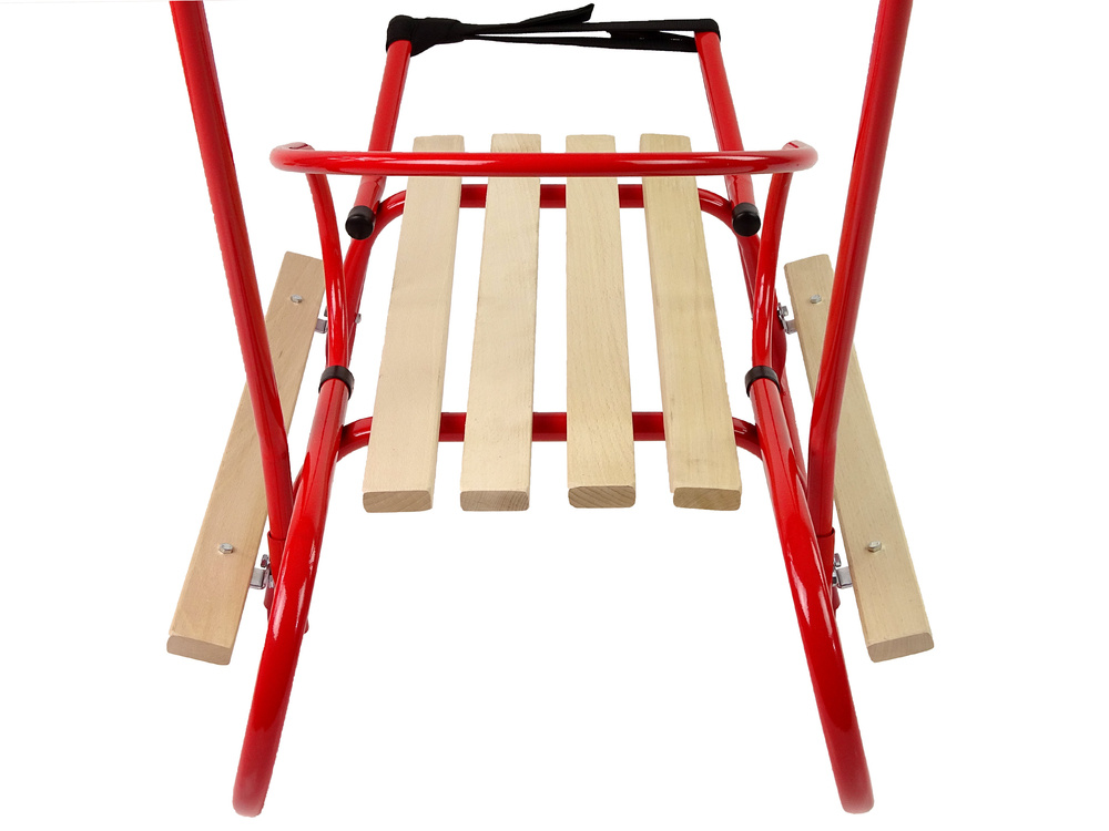 Metalinės rogės su atlošu push bar, raudonos