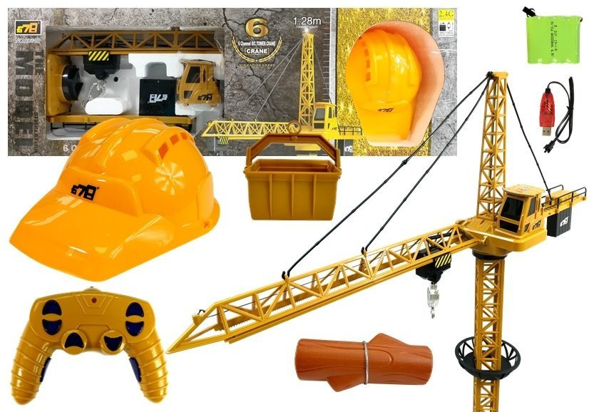 Nuotoliniu būdu valdomas statybinis kranas su priedais lean toys