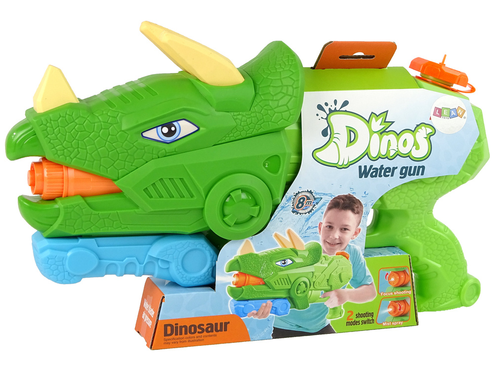 Vandens šautuvas lean toys dinosaur triceratops, žalias
