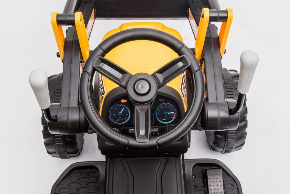 Vienvietis vaikiškas elektrinis traktorius-ekskavatorius bw-x002a lean cars, geltonas