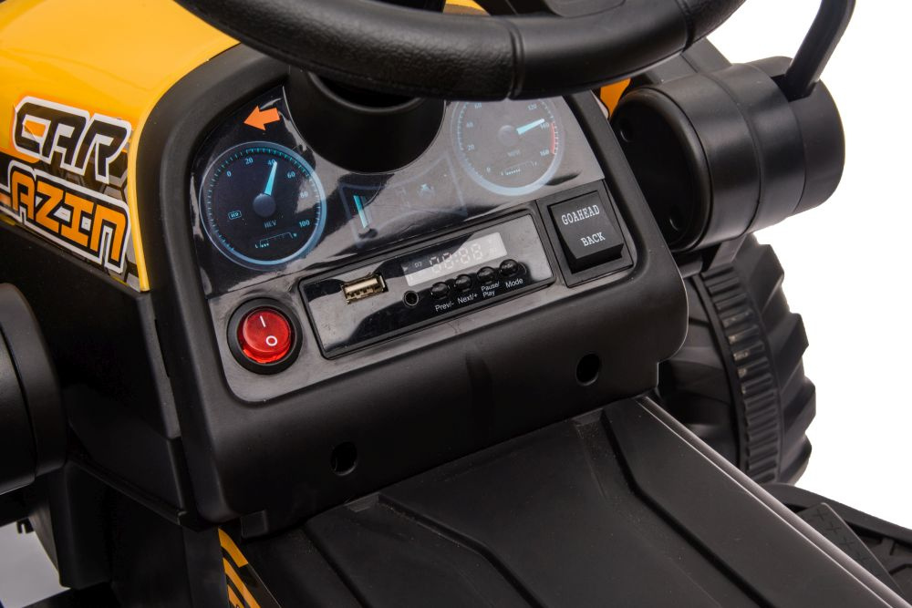 Vienvietis vaikiškas elektrinis traktorius-ekskavatorius bw-x002a lean cars, geltonas