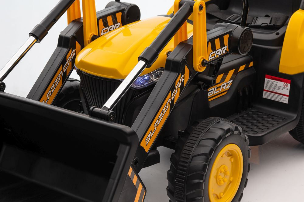 Vienvietis vaikiškas elektrinis traktorius-ekskavatorius bw-x002a lean cars, geltonas