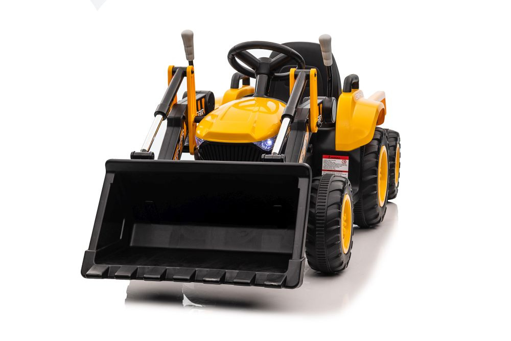 Vienvietis vaikiškas elektrinis traktorius-ekskavatorius bw-x002a lean cars, geltonas