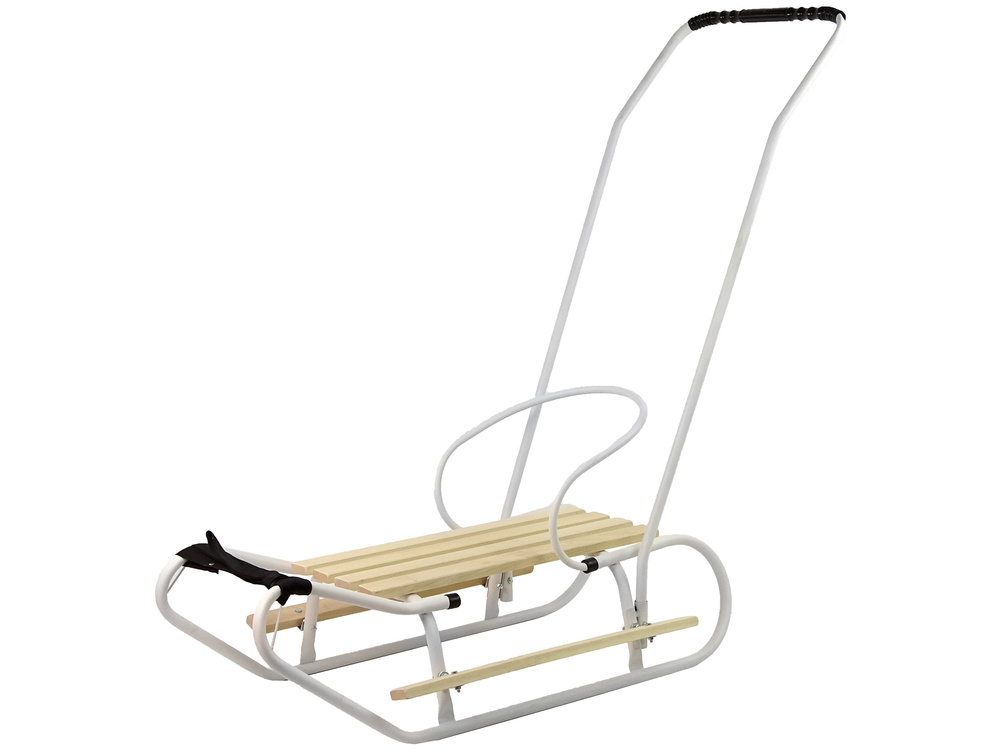 Metalinės rogės su atlošu push bar, baltos