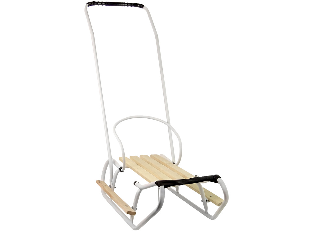 Metalinės rogės su atlošu push bar, baltos
