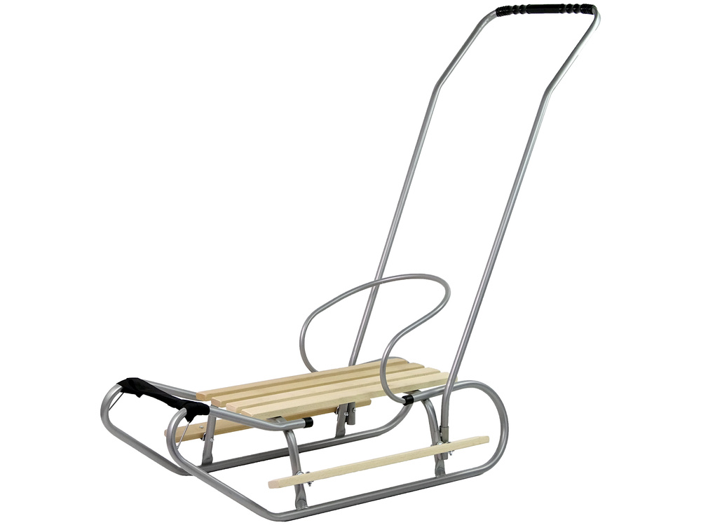 Metalinės rogės su atlošu push bar, pilkos