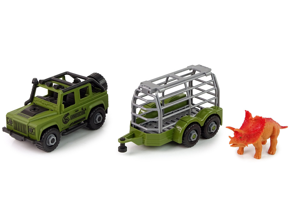 Automobilis su priekaba ir dinozauru DIY