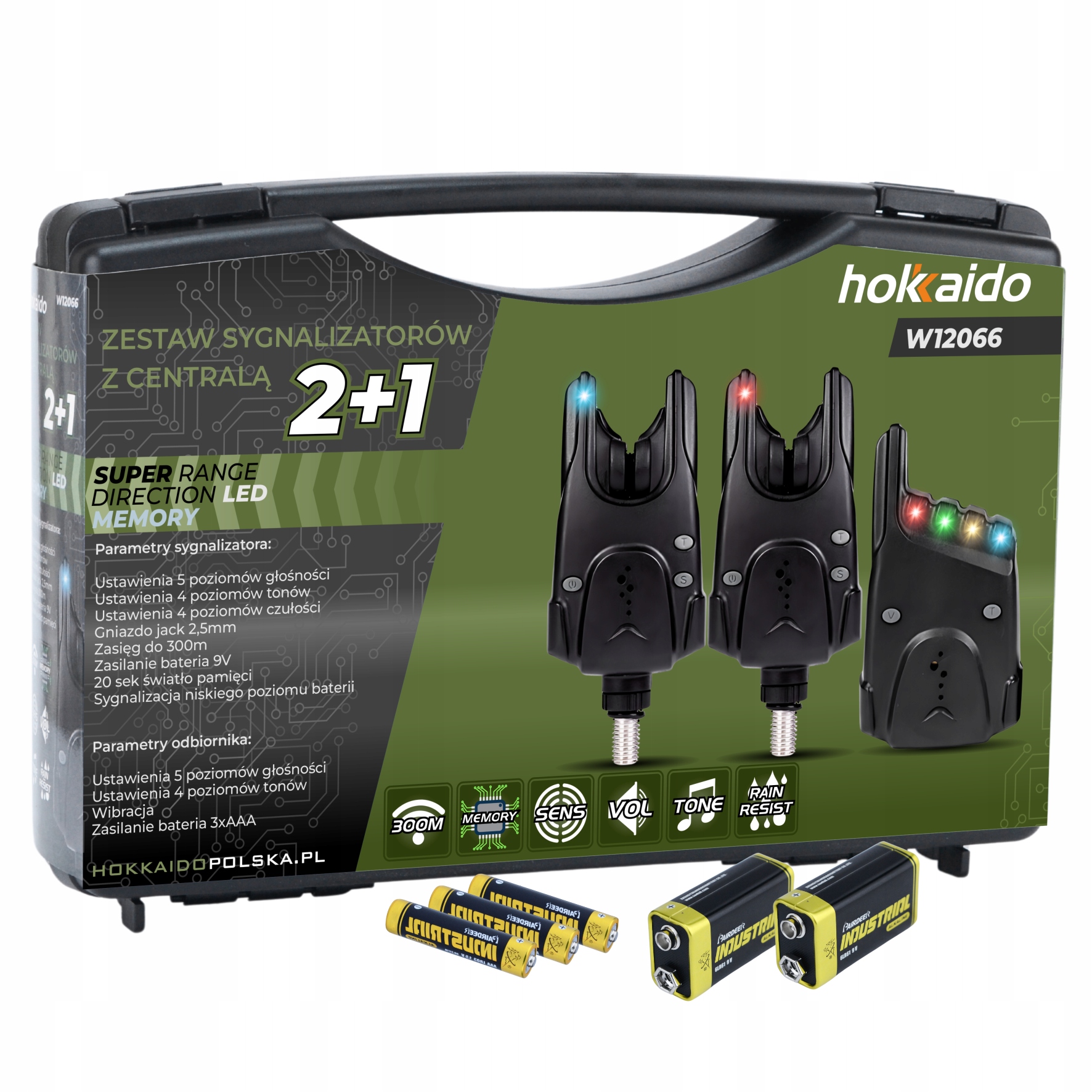 „Hokkaido“ žvejybos signalizatoriai komplektuojami su 2 +1 +baterijų lagaminu