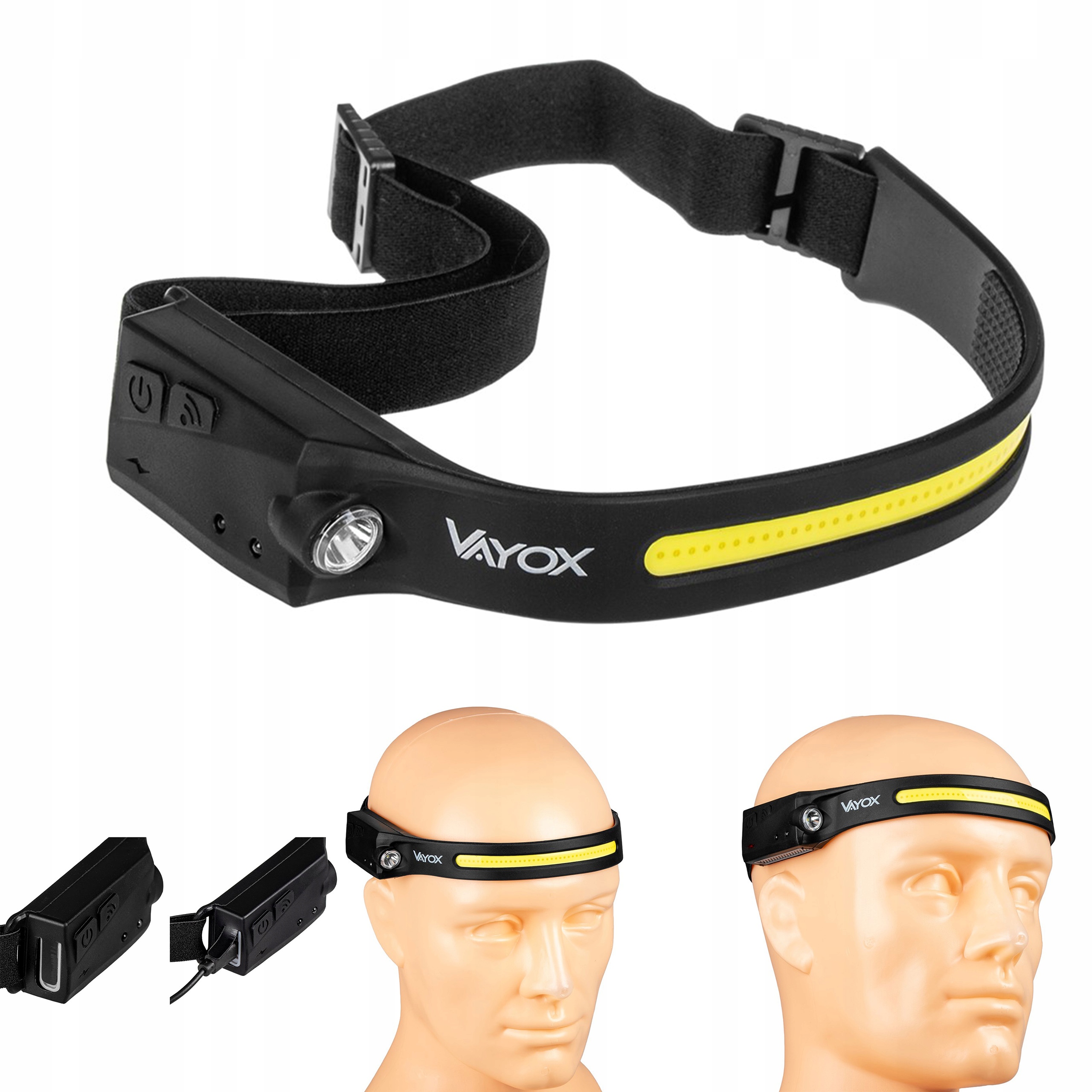 COB + XPE 350lm įkraunamas priekinis žibintas su judesio jutikliu VA0128 Vayox