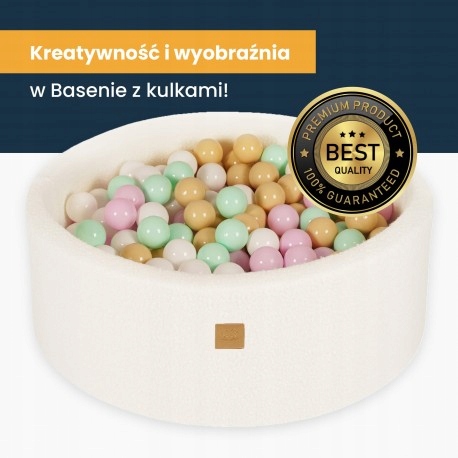 Apvalus kamuoliukų baseinas MeowBaby Boucle, 90x30 cm 200 kamuoliukų, rožinis
