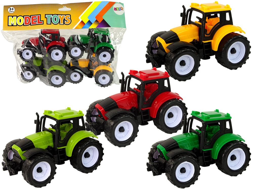 Žaislinių traktorių rinkinys lean toys, 4vnt.