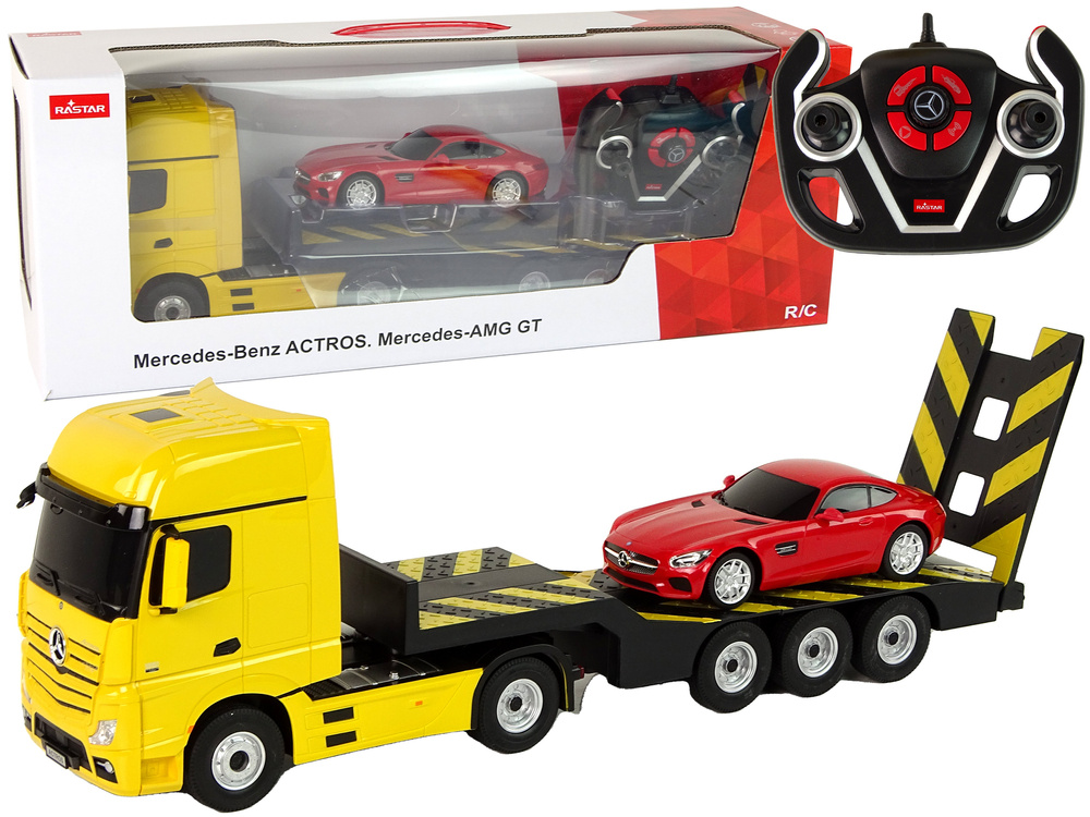 Žaislinis Vilkikas R/C Mercedes-Benz Su Priedais Rastar, Geltonas