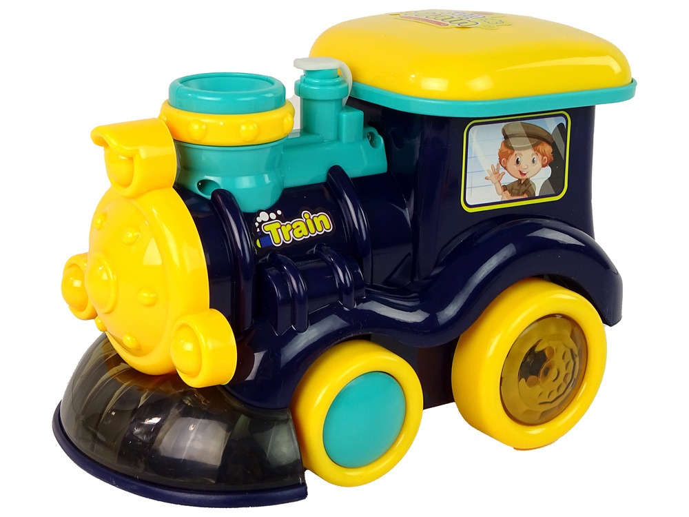 Muilo burbulų lokomotyvas lean toys su garsais ir šviesomis, mėlynas