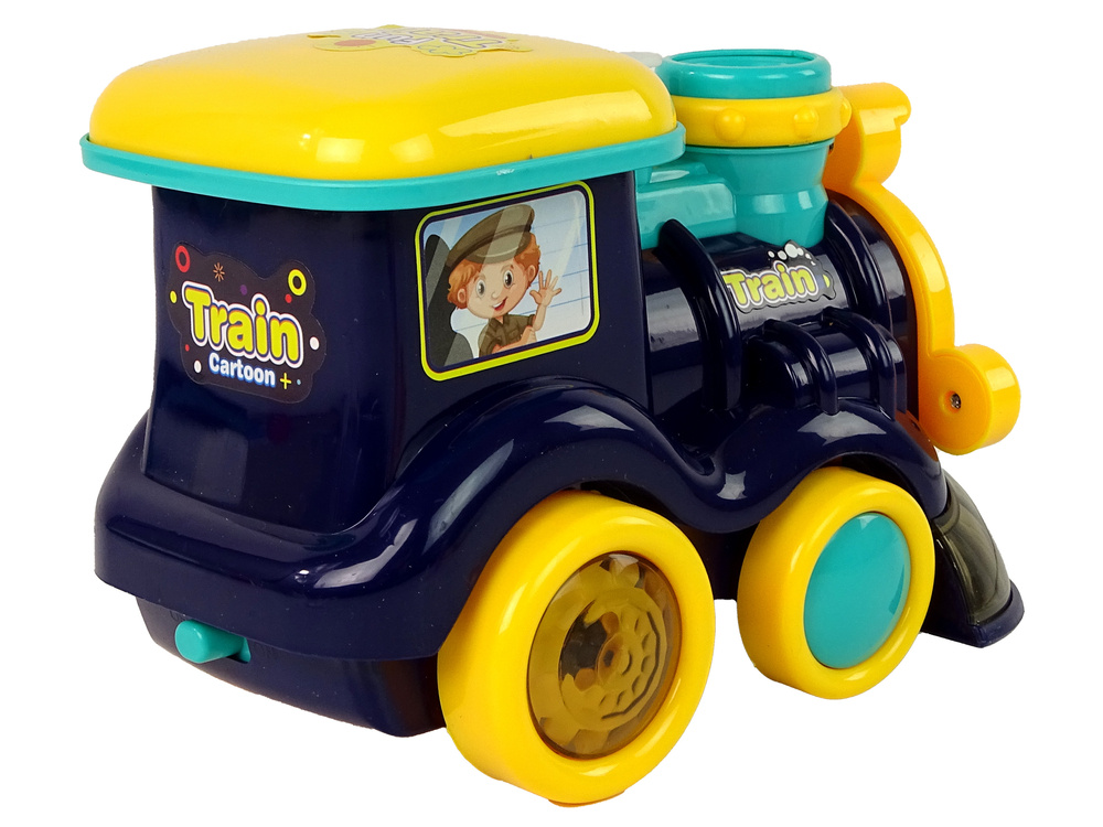 Muilo burbulų lokomotyvas lean toys su garsais ir šviesomis, mėlynas