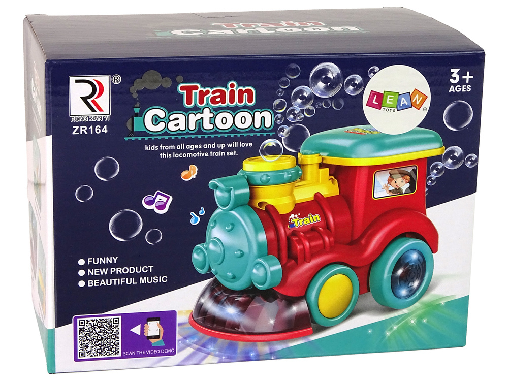 Muilo burbulų lokomotyvas lean toys su garsais ir šviesomis, mėlynas