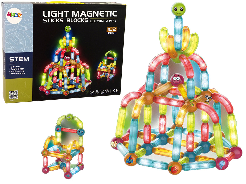 3D magnetinis konstruktorius LeanToys, 102 d.