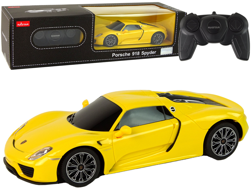 Nuotoliniu būdu valdomas automobilis porsche 918 1:24 rastar, geltonas